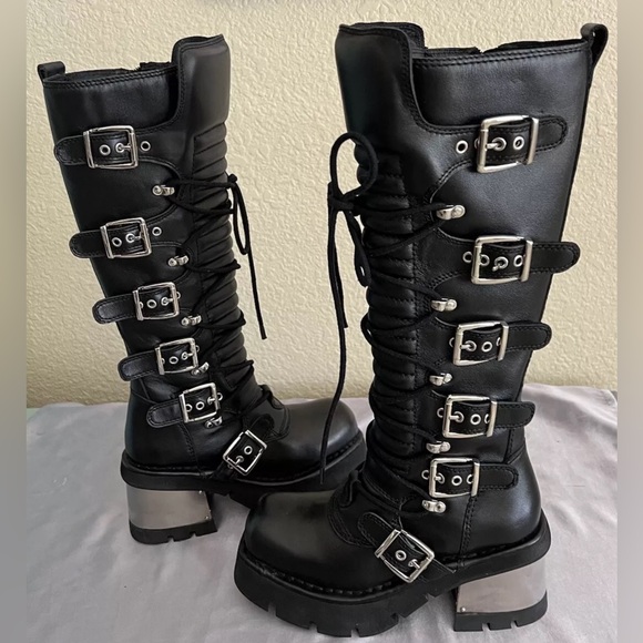 Jeffrey Campbell Gakactix B Platform Buckle Knee High Boots $400 - Picture 12 of 14